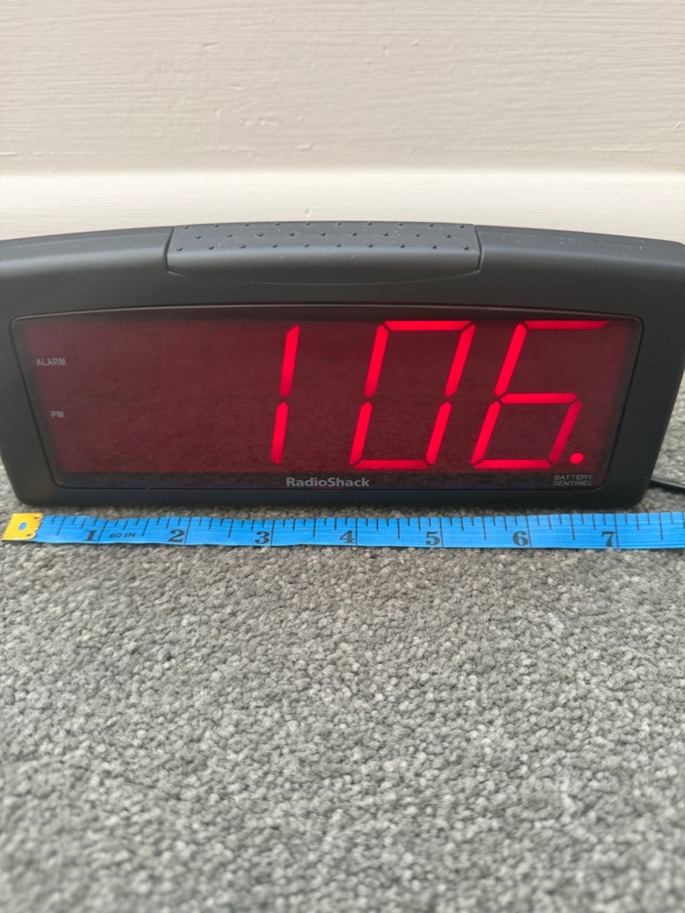 Vintage RadioShack Red LED Digital Alarm Clock in Black